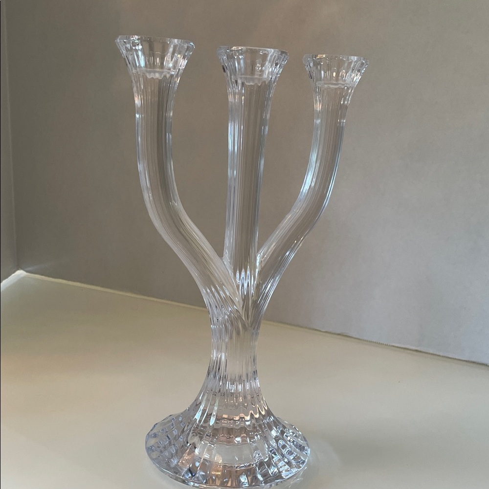 Mikasa Vintage Clear Crystal 3 parallel armed Candelabra with circular base